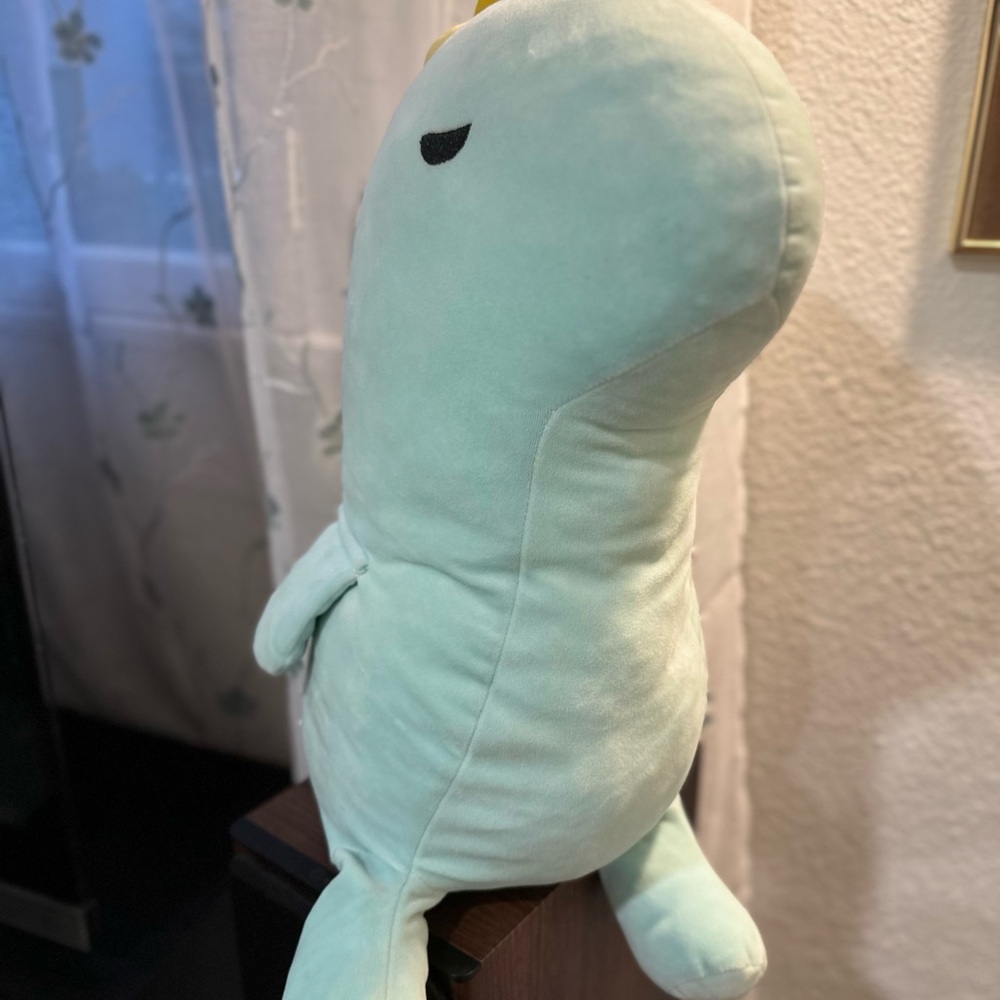 Daiso Blue Dinsoaur Plushie Hug Pillow